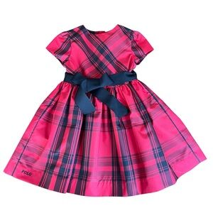 Ralph Lauren Red Plaid Taffeta Party Dress Size 24 M
